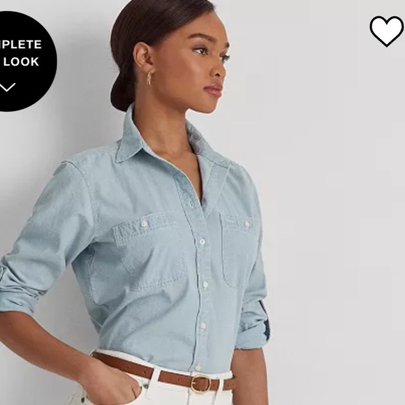 Ralph Lauren Classic Cut light blue Chambray shirt size Medium - Picture 1 of 8